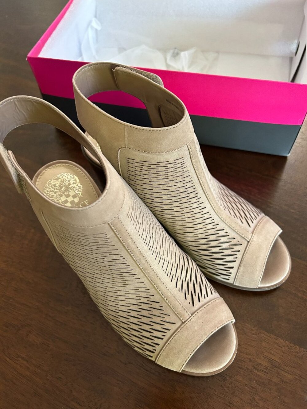 Vince Camuto Lavette Suede Slingback Peeptoe Heels